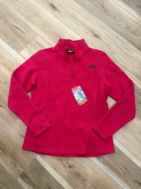 NEW north face pink fleece quarter zip shirt